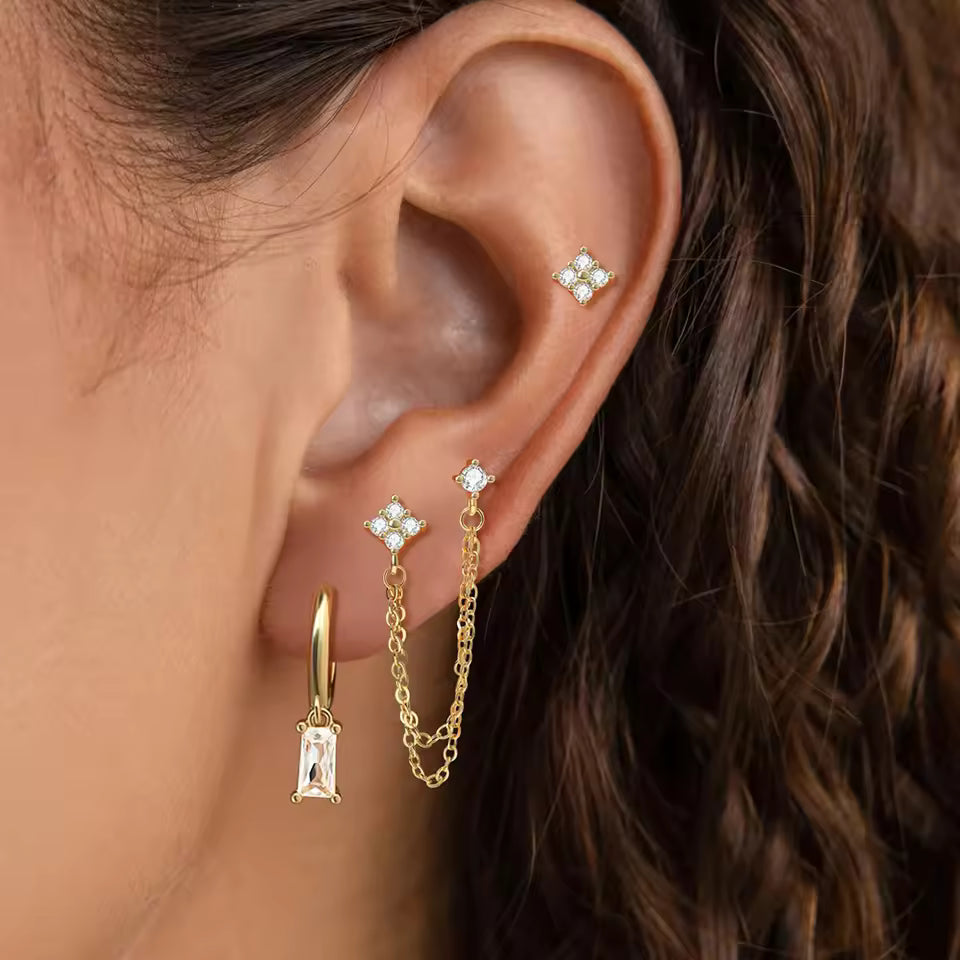 2PCS Stainless Steel December Birthstone Earrings