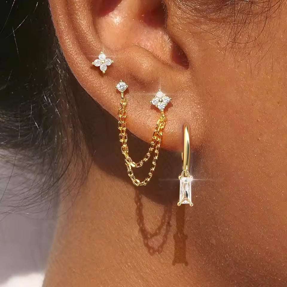 2PCS Stainless Steel December Birthstone Earrings