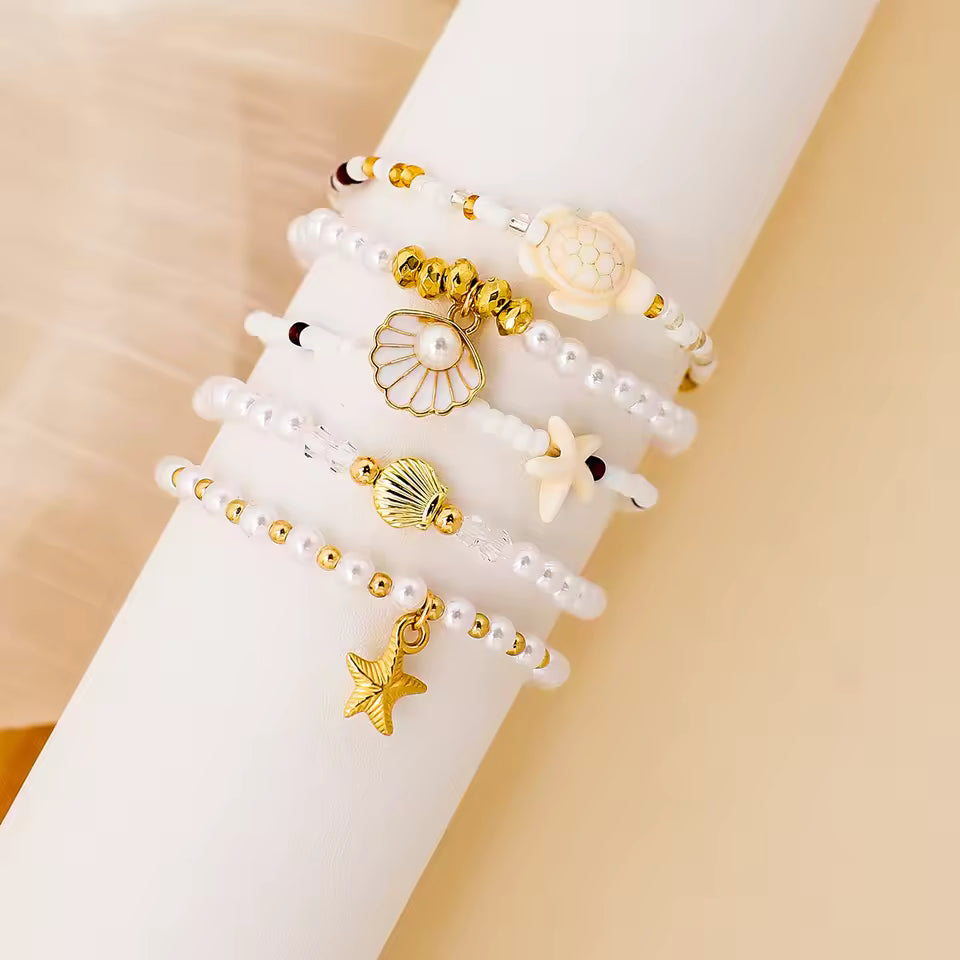 5Pcs Handmade Rice Bead Sea Turtle Bracelets