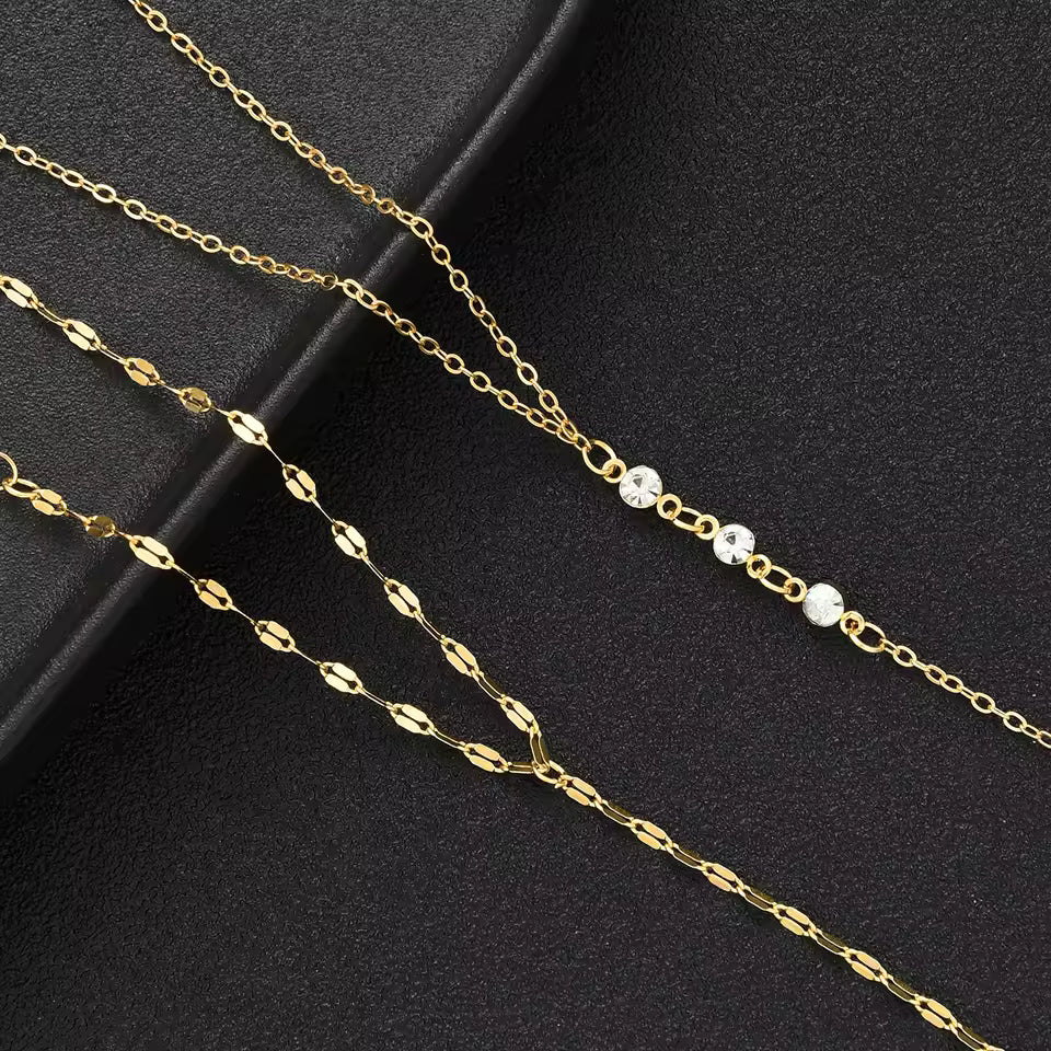 2Pcs Gold Hand Chain Bracelets Set